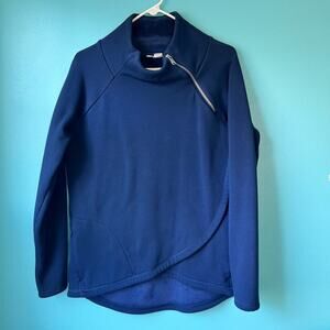 Athleta Women's Cozy Karma Asym Pullover Sweater Sweatshirt Size Medum Blue